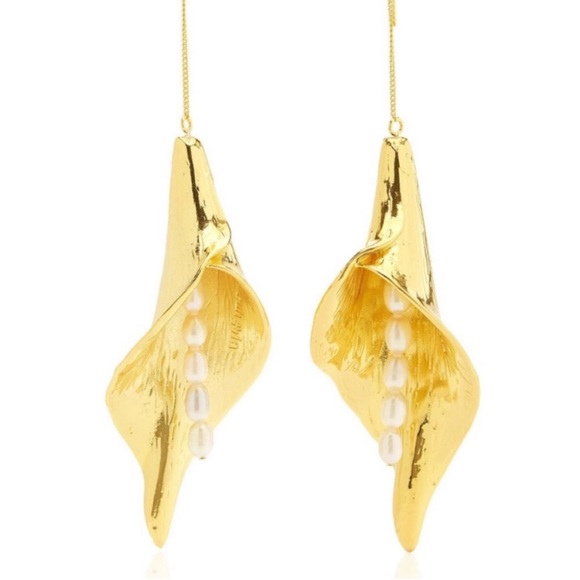 NWT CULT GAIA GOLD CALLA DROP EARRINGS - Picture 6 of 10